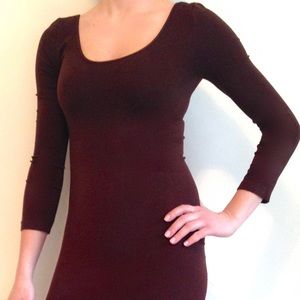 One Size 3/4 Sleeve Scoop Neck Dress